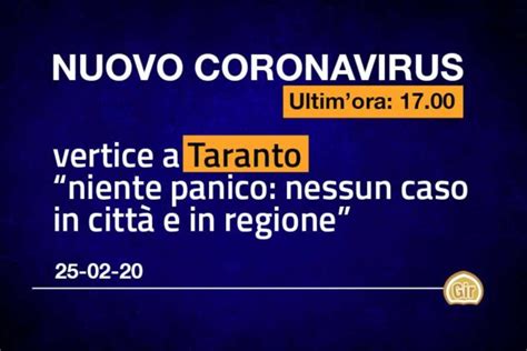 Ultim Ora Coronavirus A Taranto Vertice Con Tutti I Sindaci ASL