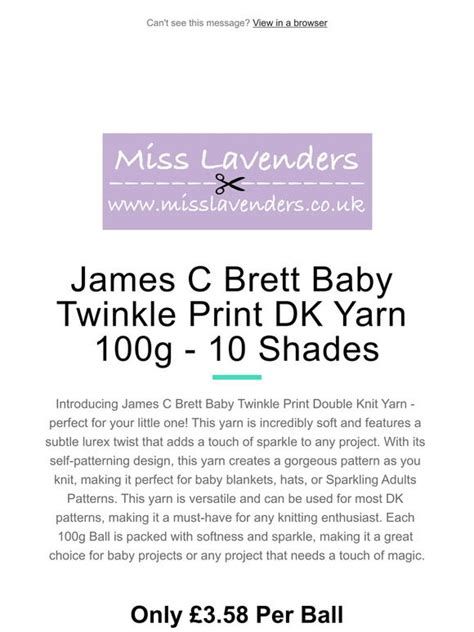 Miss Lavenders James C Brett Baby Twinkle Print DK Yarn 100g 10