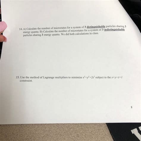 Solved A Calculate The Number Of Microstates For A Chegg