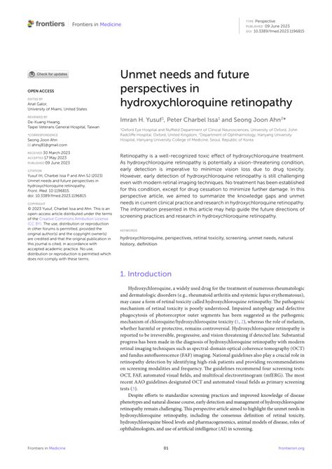 PDF Unmet Needs And Future Perspectives In Hydroxychloroquine Retinopathy