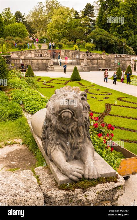 Salzburg Austria May 24 2017 Statue Of Sad Lion Looking Up