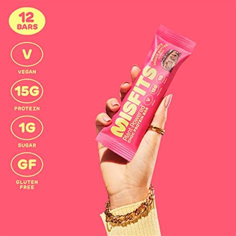 Misfits Vegan Protein Bar Cookie Butter Plant Based Chocolate Protein Bars High Protein