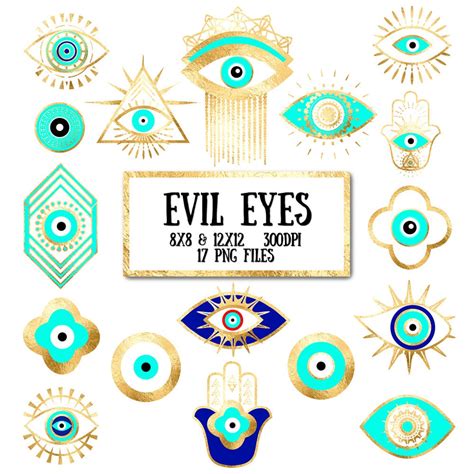 Evil Eye Clip Art Gold Foil Evil Eye Third Eye Hamsa Bohemian Yoga ...