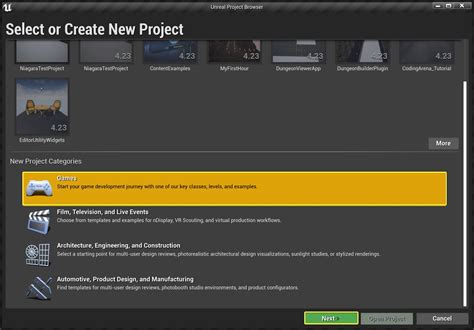 Create a New Project | Unreal Engine 4.27 Documentation