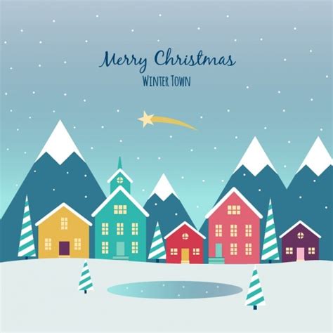 Christmas Town Flat Background Vector Free Download