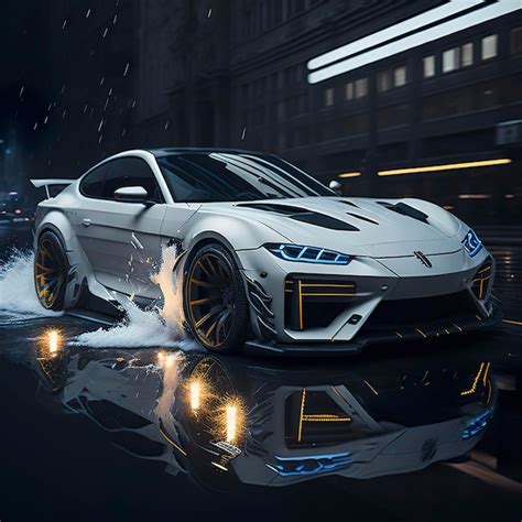 Premium AI Image A Silver Bmw Sports Car Is Splashing In The Rain