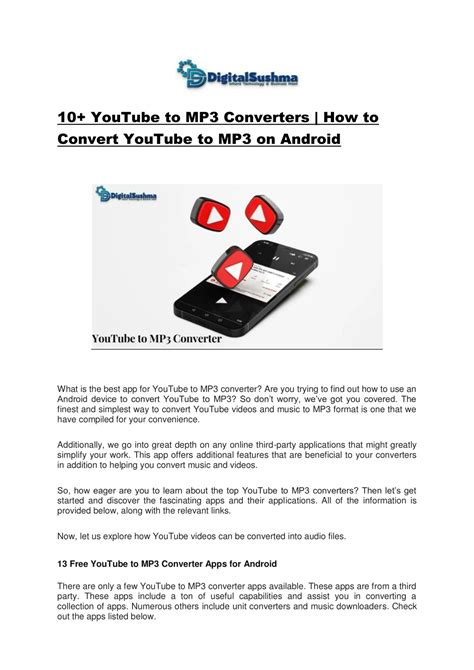 Ppt 10 Youtube To Mp3 Converters How To Convert Youtube To Mp3 On