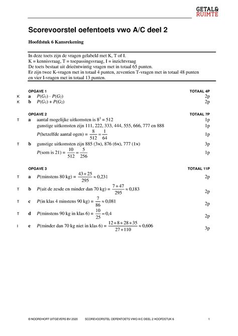 Vwisa Oefentoets H Scorevoorstel Noordhoff Uitgevers Bv