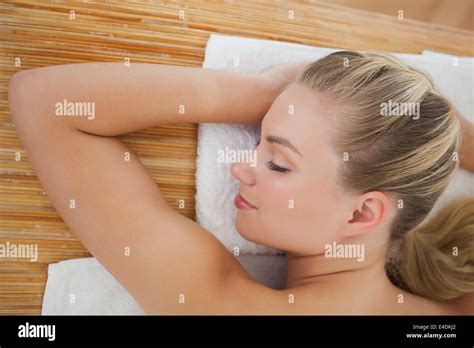 Beautiful Blonde Relaxing On Massage Table Stock Photo Alamy