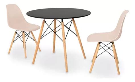 Kit Mesa Jantar Eiffel Cm Preta Cadeiras Eiffel Cor Nude