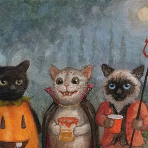 Joaquin Carreño Alonso On Instagram 🐱🎃😈 Técnica Gouache Formato 21x21 Cm