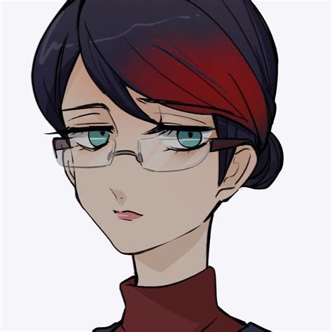 an anime character with glasses and red hair