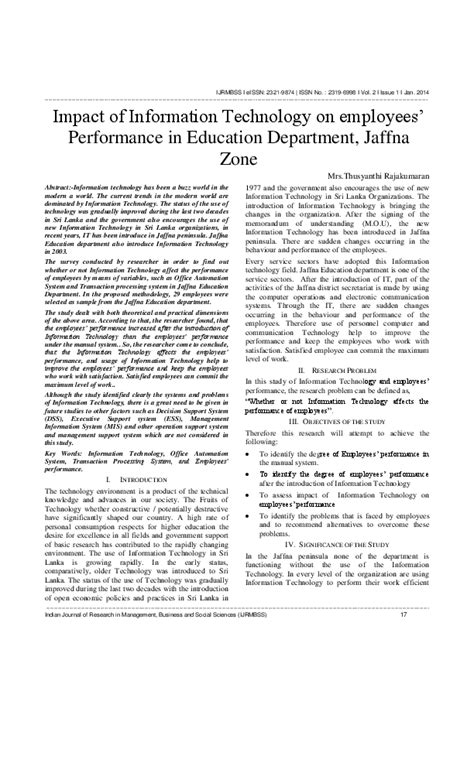 (PDF) impact of information technology on employees’ performance in