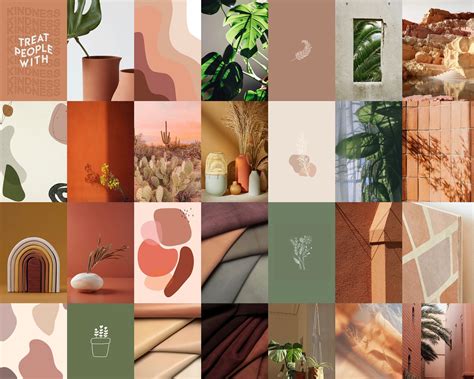 Earth Tones Wall Collage Kit Boho Wall Collage Kit Boho Aesthetic Wall