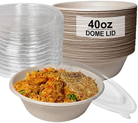 Amazon 25 Pack 40 Oz Round Disposable Compostable Paper Bowls