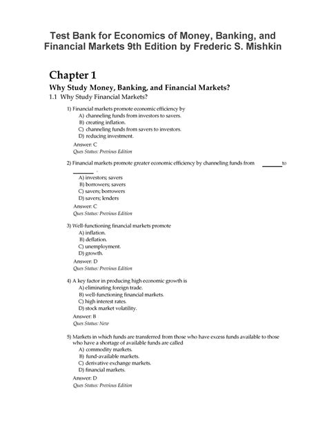 Mishkin Money Banking And Financial Markets 9th 2