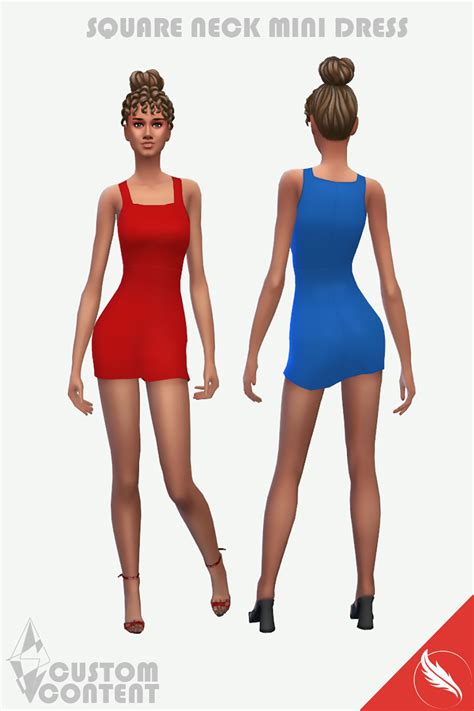 The Sims 4 Mini Dress Cc The Sims 4 Square Neck Mini Dress