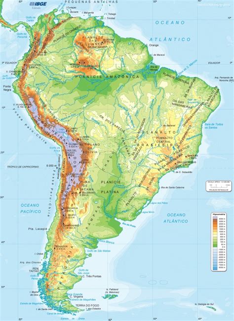 Physical And Political Map Of South America