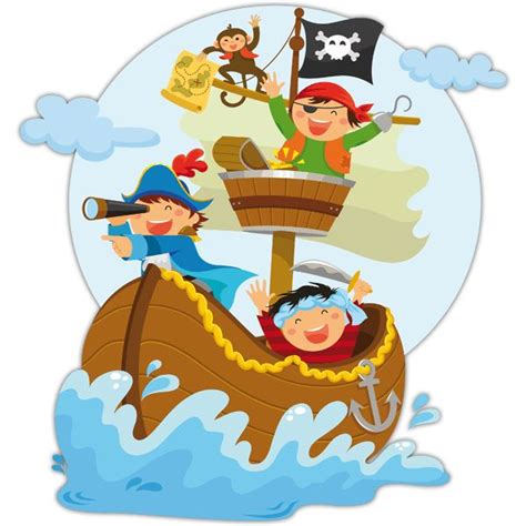 Piratas Navegando En Su Barco VINILOS INFANTILES Dibujos De Piratas