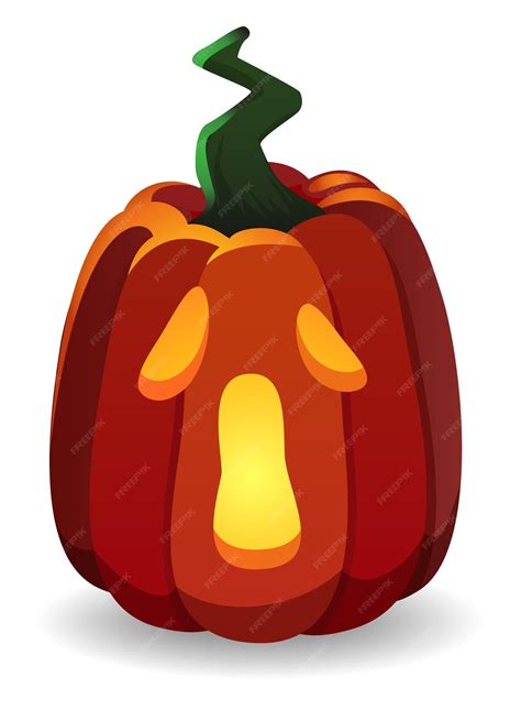 Premium Vector Spooky Pumpkin Cartoon Icon Glowing Jack Lantern Isolated On White Background