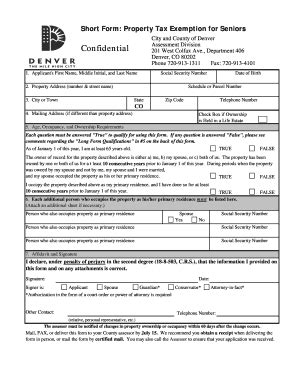 Senior Property Tax Exemption In Colorado Denvergov Fill And Sign