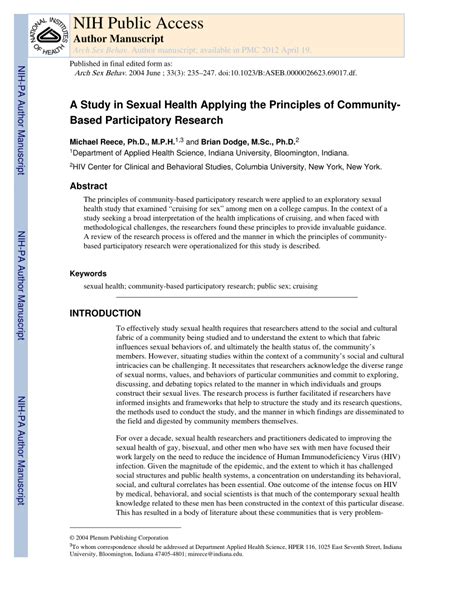 Pdf A Study In Sexual Health Applying The Principles Of Community