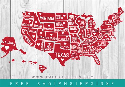 FREE 51 States SVG PNG DXF EPS By Caluya Design