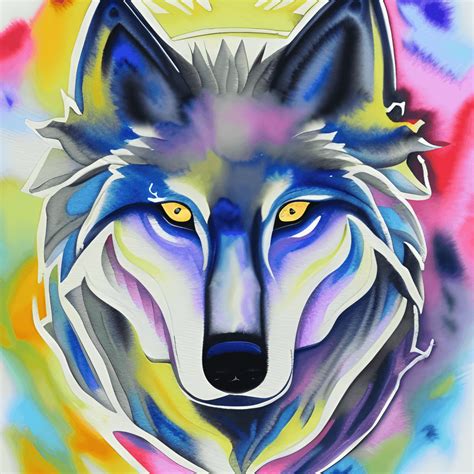 Celestial Wolf Watercolor Graphic Creative Fabrica