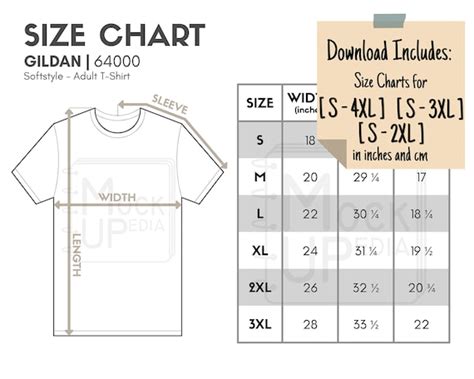 Gildan 64000 Adult T Shirt Size Chart Inchescm Digital Etsy India