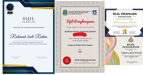 contoh sijil penghargaan sekolah panduan  template canva info