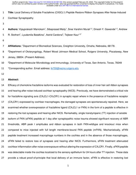 Pdf Local Delivery Of Soluble Fractalkine Cx Cl Peptide Restore