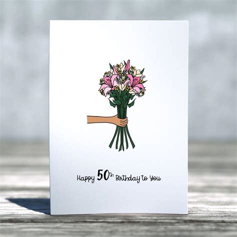 Flowers 50th Birthday Card Happy 50th Birthday to You - Etsy