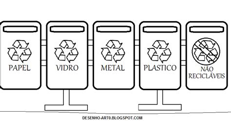 Lixeiras Recicláveis Para Colorir - Equipe Ecológica Bioma: Lixeiras de coleta seletiva para colorir