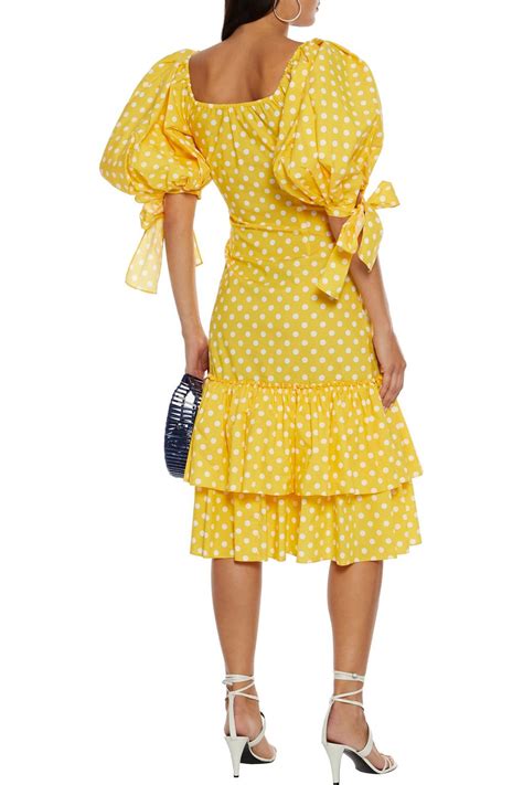 Caroline Constas Nella Tiered Polka Dot Cotton Blend Poplin Midi Dress