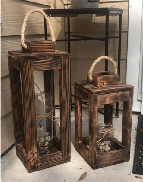 Wooden Lantern Candle Holder Set Of 2 Wooden Candle Holder Etsy