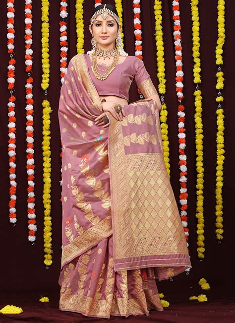 Shop Zari Weaving Work Lavender Color Patola Silk Saree Party Wear Online At Best Price Cbazaar