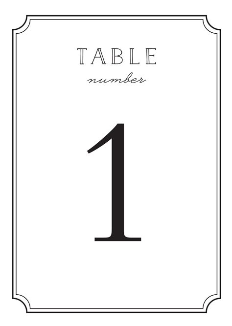 Table Numbers Printable Pdf Free