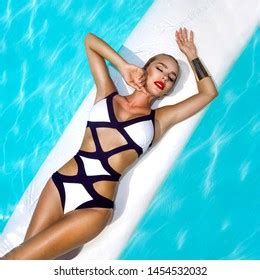 Elegant Sexy Woman Black White Bikini Stock Photo Shutterstock
