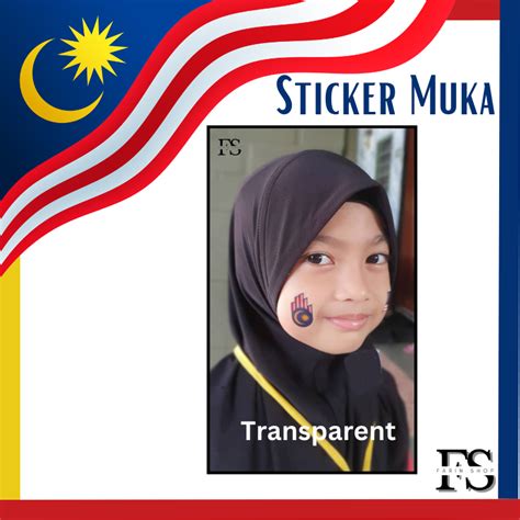 Merdeka Sticker Bendera Negeri Jenis Transparent Bukan Face Tatoo