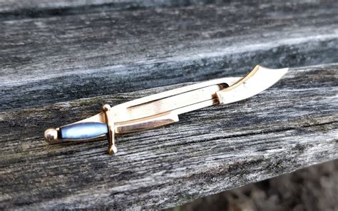 Vintage Scimitar Sword Tie Clip Blue Handle T For Dad Etsy