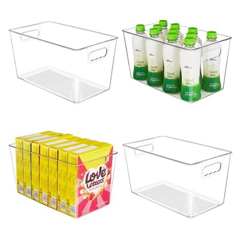 Yihong 4 Pack X Large Clear Stackable Storage Bins For Fridge And Pantry