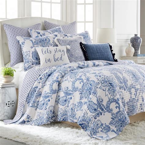 Levtex Home Bennett 2 Piece Blue Floral Cotton Twin Twin Xl Quilt Set V17881ts The Home Depot