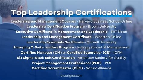 Top 10 Leadership Certifications To Elevate Your Career Blue Signal