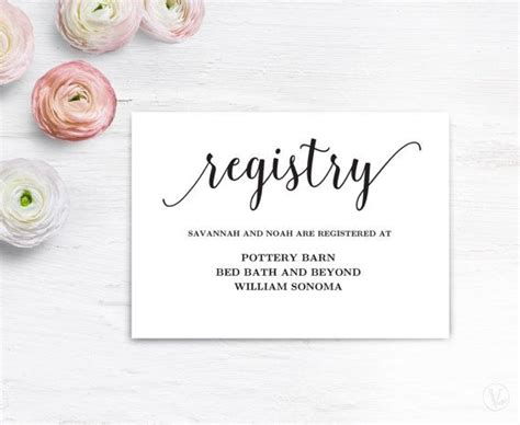 Gift Registry Card Template Printable Wedding Registry Card Editable