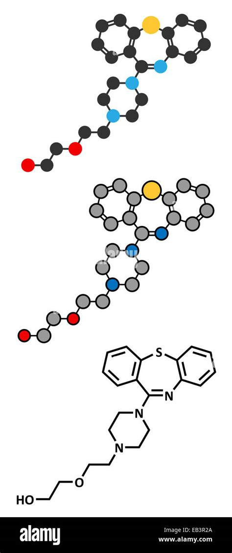 Quetiapine Antipsychotic Drug Molecule Conventional Skeletal Formula