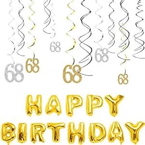 Amazon.com: MAGJUCHE 68th Birthday Decorations Kit-Gold Silver Glitter ...