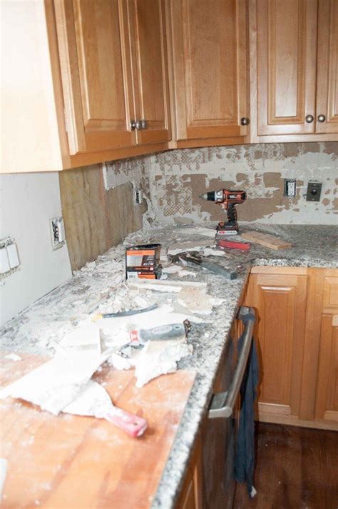 Removing Backsplash And Repairing Drywall Made With Grace And Grit Diy Kitchen Backsplash