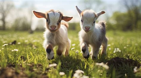 Two baby goats playing in the green field 29632602 Stock Photo at Vecteezy