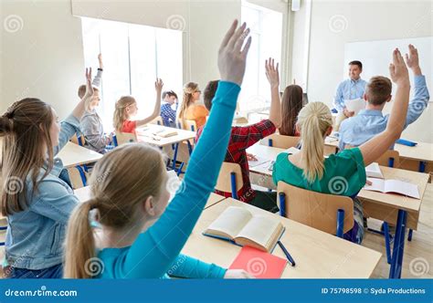 Group Of High School Students And Teacher Stock Photo Image Of Child