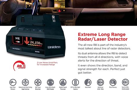 UNIDEN R8 Extreme Long-Range Radar/Laser Detector, GPS, Real-Time ...